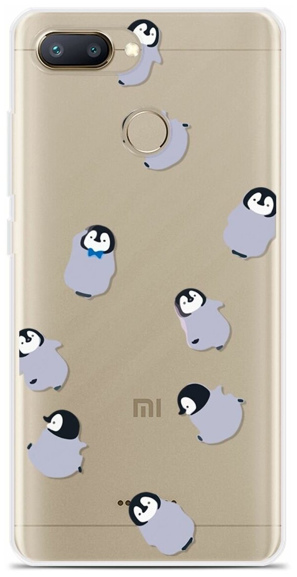 Силиконовый чехол на Xiaomi Redmi 6 Серые пингвины / для Сяоми Редми 6