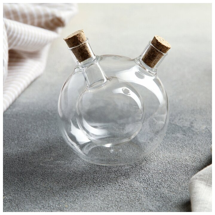 Бутыль стеклянная для соусов и масла 2 в 1 «Фьюжн. Сфера», 180/70 мл, 8×8×8,5 см