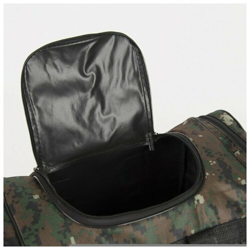 фото Сумка дорожная, 3 отдела на молниях, наружный карман, длинный ремень, цвет зеленый/камуфляж noname