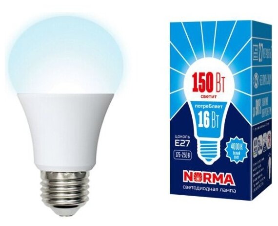Светодиодная лампа Volpe LED-A60-16W/NW/E27/FR/NR картон