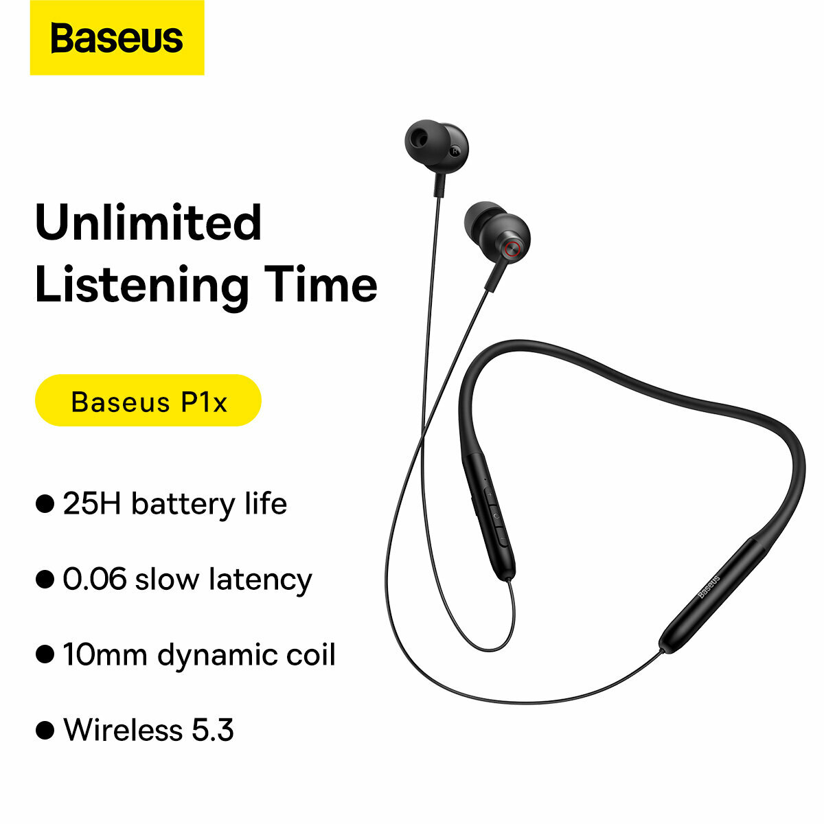 Беспроводные наушники Baseus Bowie P1x In-ear Neckband Wireless Earphones (NGPB010001) Черные