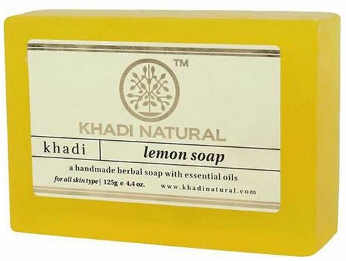 Лемон Мыло Кхади ручной работы с эфирными маслами Lemon soap Khadi Natural 125 гр.