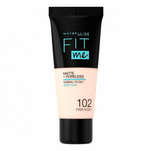 Матирующий тональный крем Maybelline Fit Me! для сужения пор тон 102 Fair Ivory тональный крем слоновая кость матирующий fit me 110