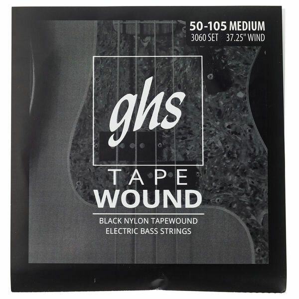 Струны для 4-струнной бас-гитары GHS 3060 Black Nylon Tapewound, черный нейлон - (50-70-90-105)