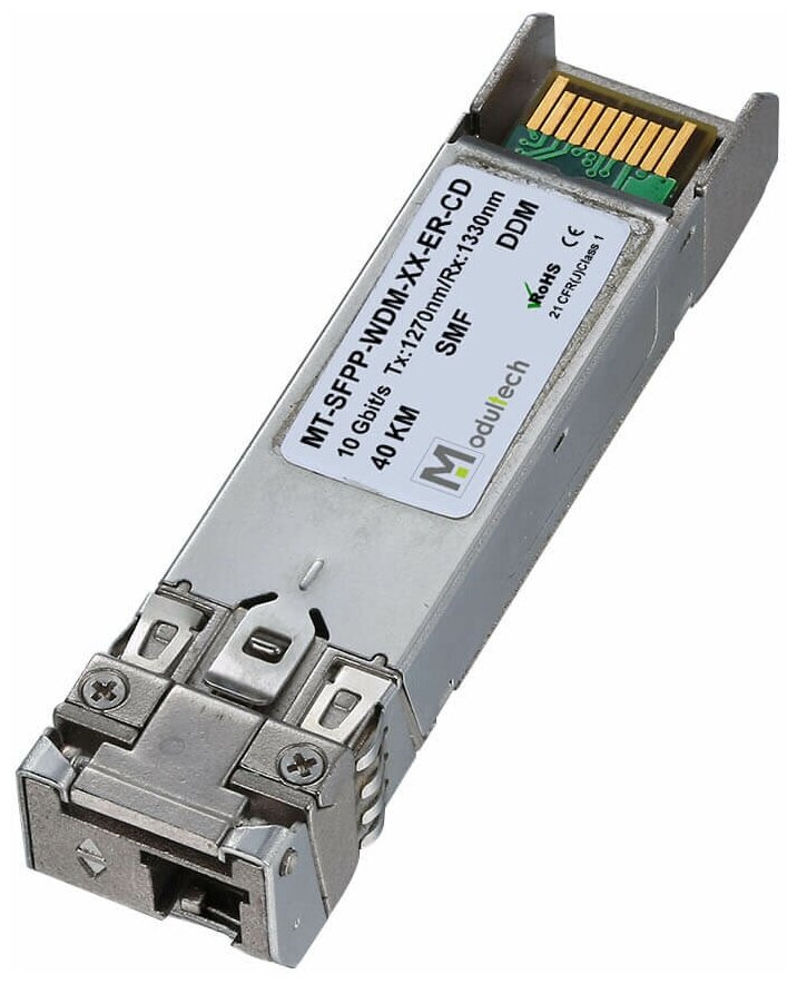 Модуль SFP+ WDM 10 Гбит/с, 40 км, 1330/1270 нм, SMF, LC