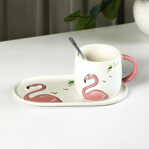 Чайная пара керамическая Тропики 300 мл подставка 21115 ложка 1634₽