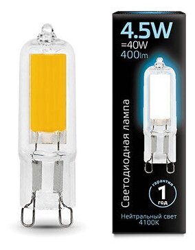 Gauss Лампа G9 AC220-240V 4.5W 400lm 4100K стекло LED 2 шт (арт. 107809204)