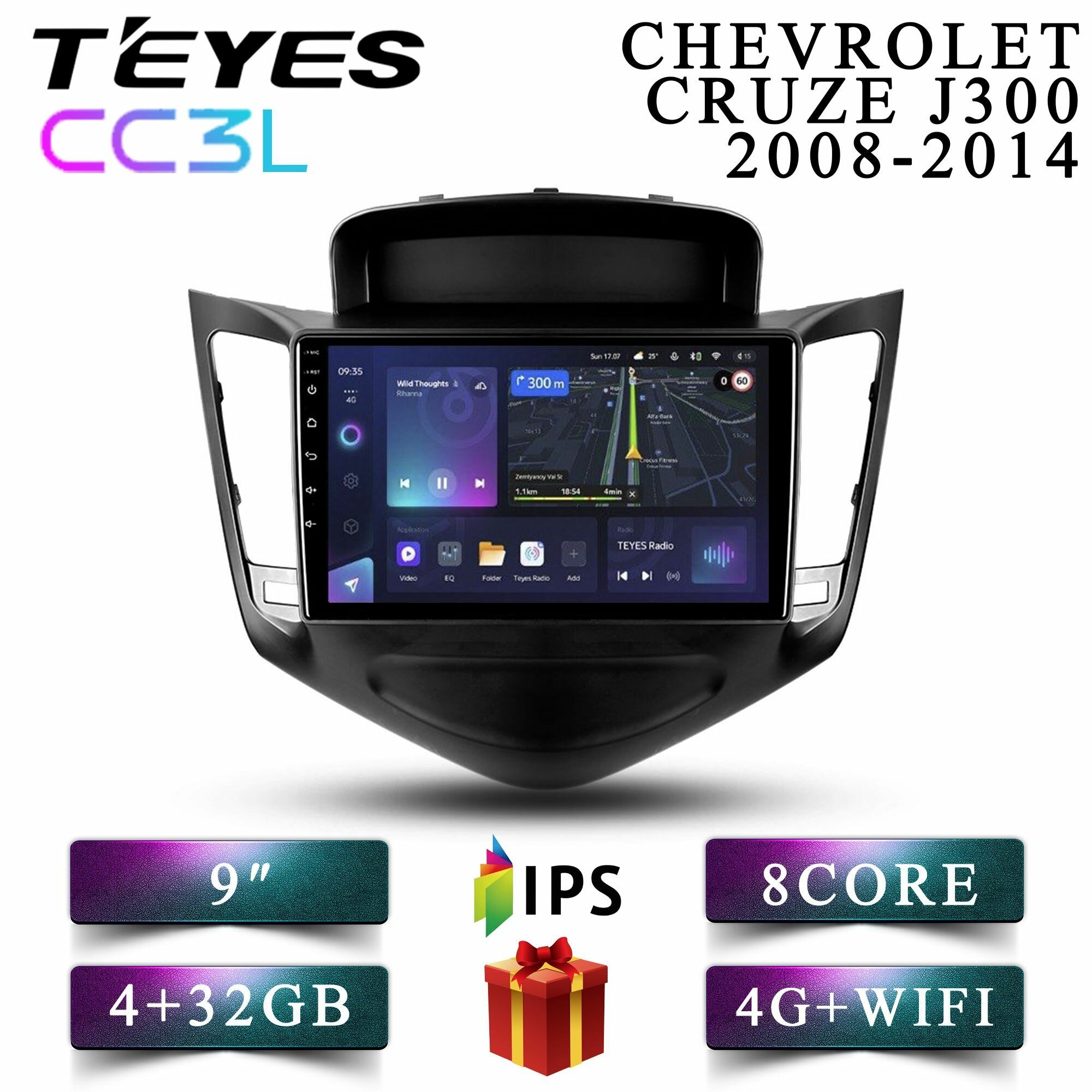 Штатная автомагнитола Teyes CC3L/ Chevrolet Cruze 1/Шевроле/Шевролет Круз 4+32GB/4G/ головное устройство/ мультимедиа/автомагнитола 2din