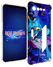 Чехол MyPads киберпанк игрок для Asus ROG Phone 6 задняя-панель-накладка-бампер