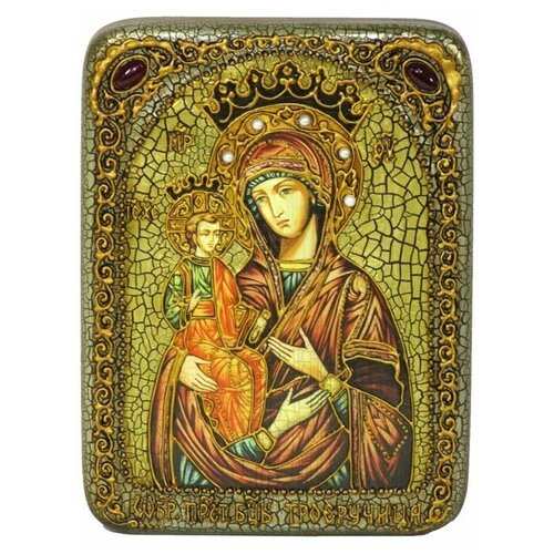 Подарочная икона Образ Божией Матери Троеручица на мореном дубе 15*20см 999-RTI-219m икона божией матери троеручица резная рамка