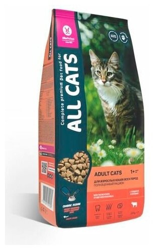 ALL CATS корм сухой для взрослых кошек с говядиной и овощами, пп, 2,4 кг - фотография № 12
