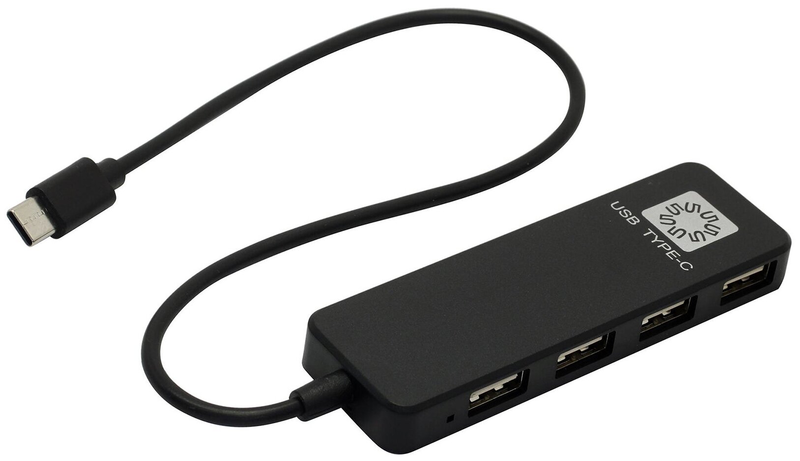 Разветвитель USB-C 5Bites HB24C-210BK Type C хаб - концентратор 4 порта USB2.0 линейка - чёрный