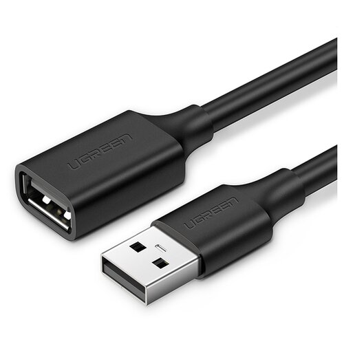 кабель ugreen us167 usb a db25 2 м 1 шт серый Удлинитель UGreen US103 USB 2.0 - USB 2.0, 2 м, 1 шт., черный