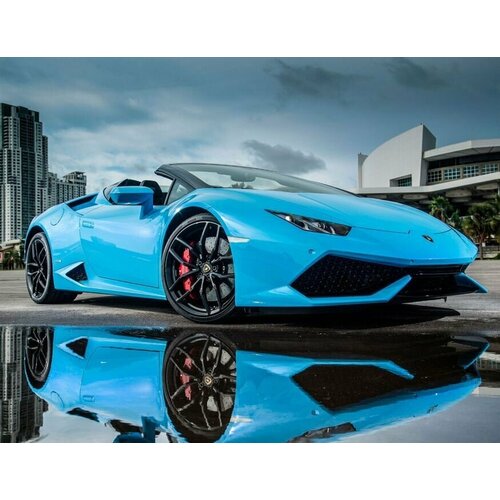 Моющиеся виниловые фотообои Авто Синий Lamborghini Huracan 350х270 см 8581₽
