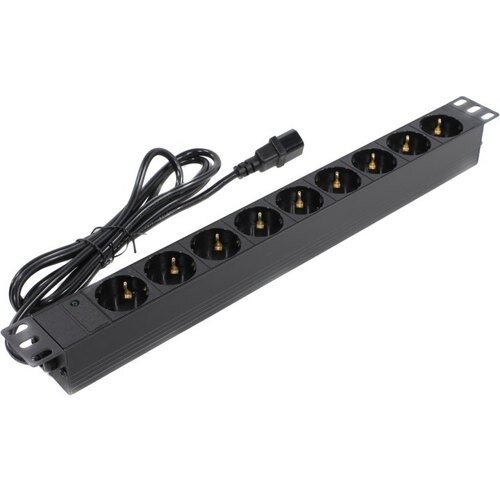 Exegate EX280852RUS Блок розеток ExeGate ServerPro PDU-19H906 Al-9S-C14-2.5, 19",1U,алюм, 9Schuko, кабель с C14 2.5м - фото №4