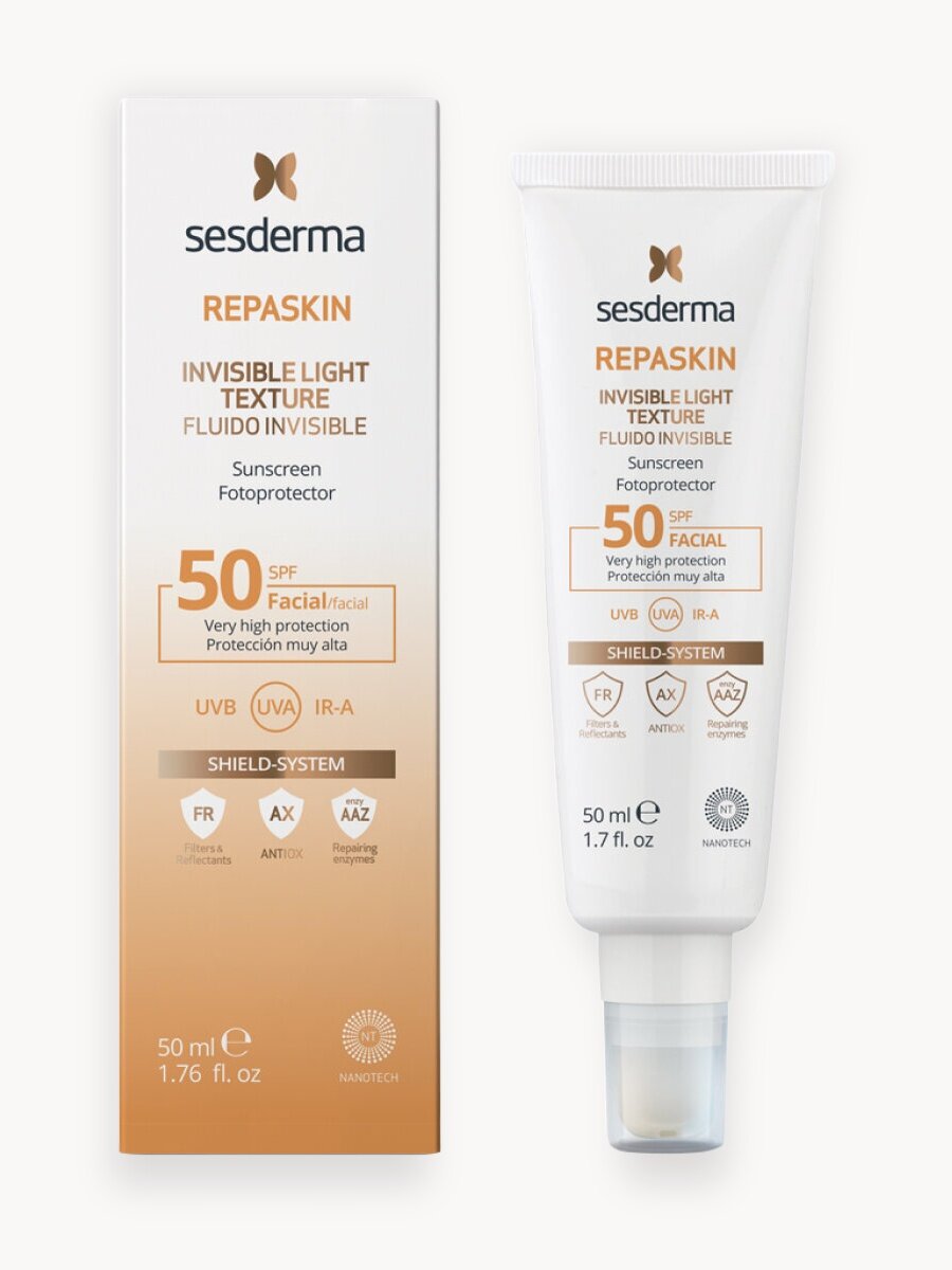Sesderma REPASKIN INVISIBLE LIGHT TEXTURE SPF 50 Средство солнцезащитное для кожи лица сверхлегкое, защита против солнца, 50 мл