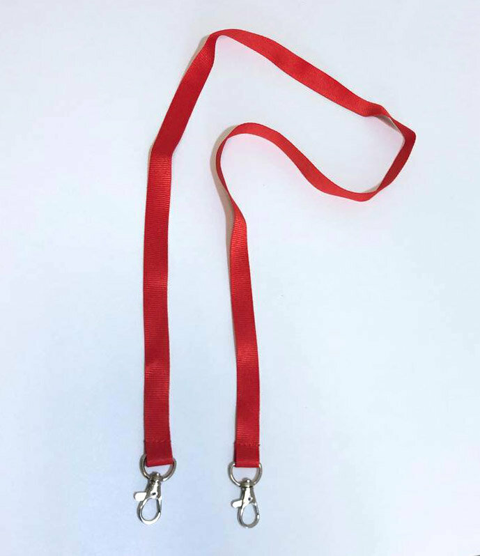 Ланъярд (шнурок) для бейджа с 2 карабинами 15 мм, 1 шт, красный