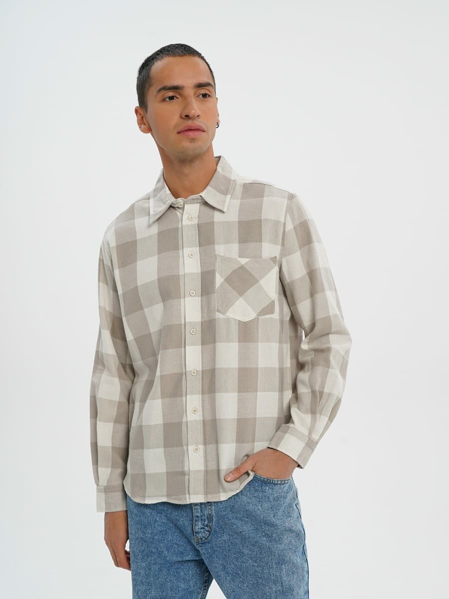 фото Клетчатая рубашка с длинным рукавом твое, арт. B2263, черный, M