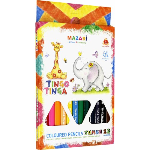 Карандаши цветные Jumbo TINGO TINGA 12 цветов трехгранные M-6140-12 476₽