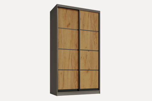 Изображение товара Шкаф купе, для одежды Айсберг 2, МФ-Купе, 160х45х220, белье/платье, цвет дуб крафт золотой и графит, профиль черный