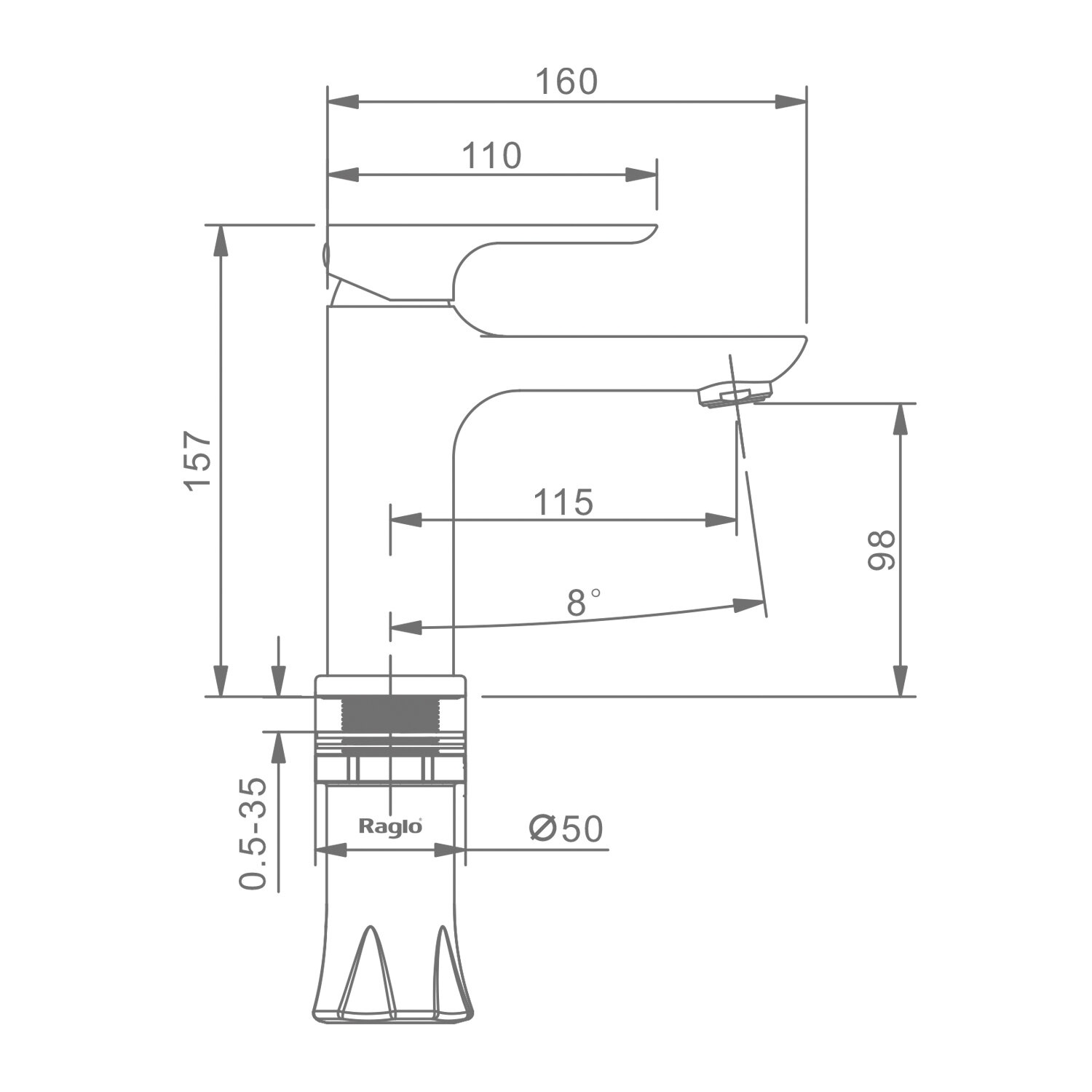 Смеситель для раковины Raglo R03.10.03, латунь, в цвете сатиновое золото — фото 1