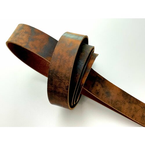 Ременная заготовка 40 мм из толстой бычьей кожи чепрак, винтаж, цвет красно-коричневый