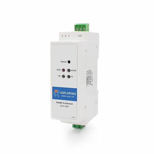 Конвертер интерфейса RS485 в Ethernet на DIN USR-DR302