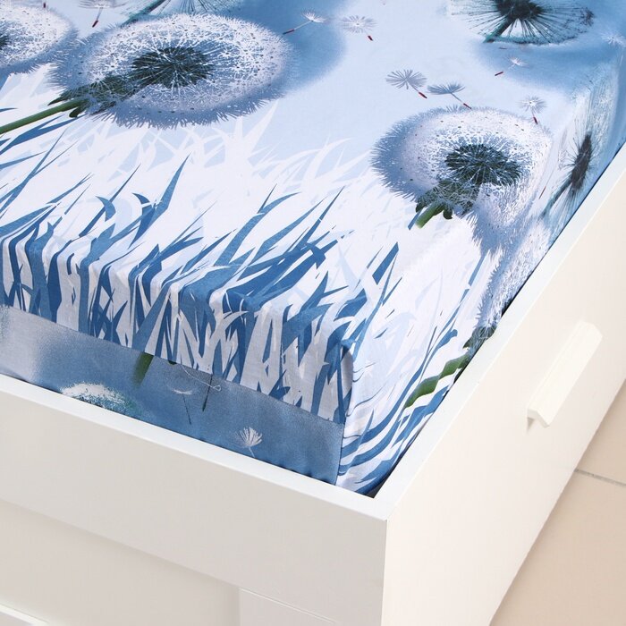 Простыня на резинке Этель Одуванчики 160 200 25  100  хлопок  бязь  125г м2