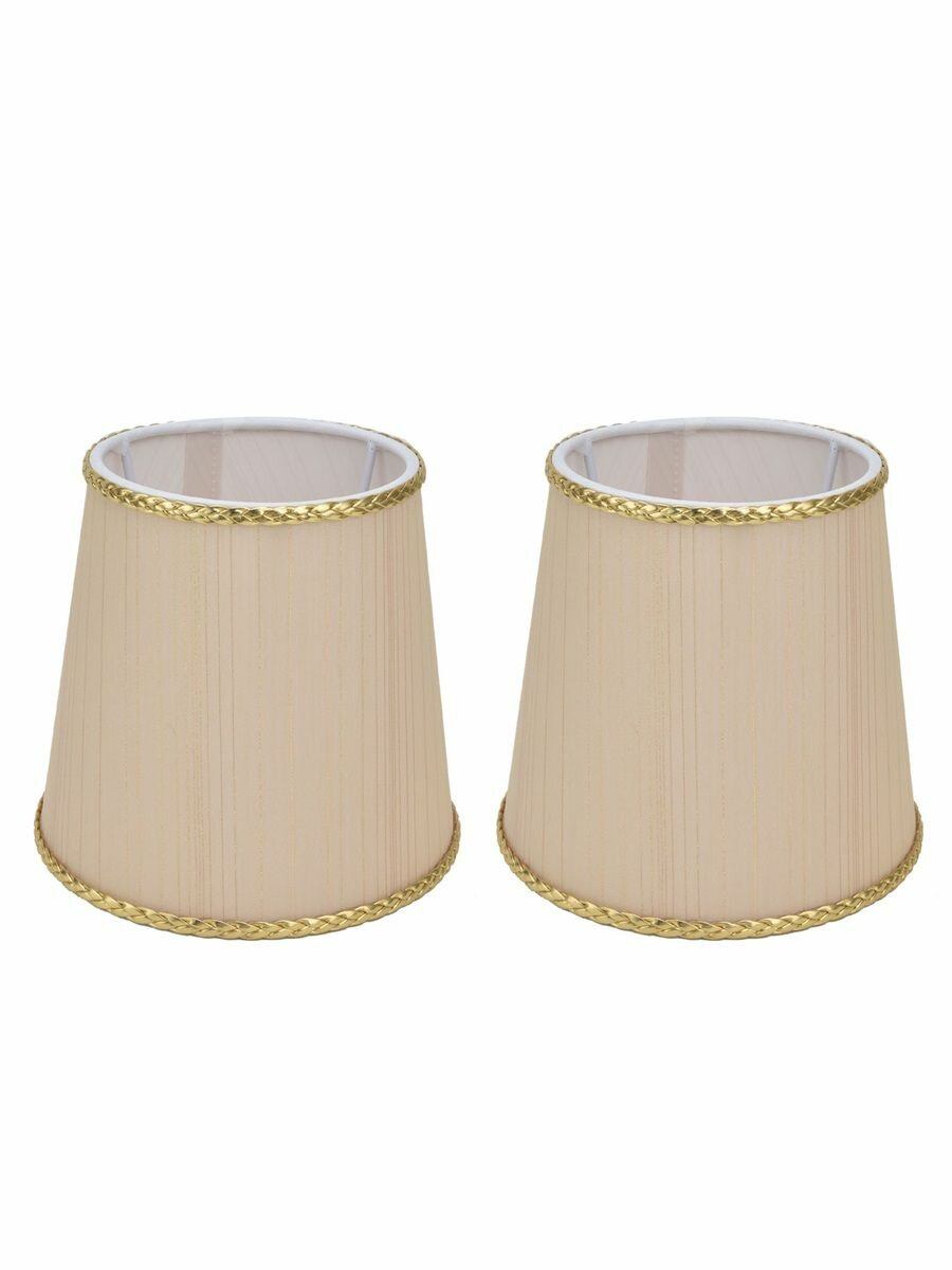 Набор из 2 штук абажура из бежевой ткани с золотым краем настольной лампы E14 люстры абажура для настенного светильника мягкого теплого освещения