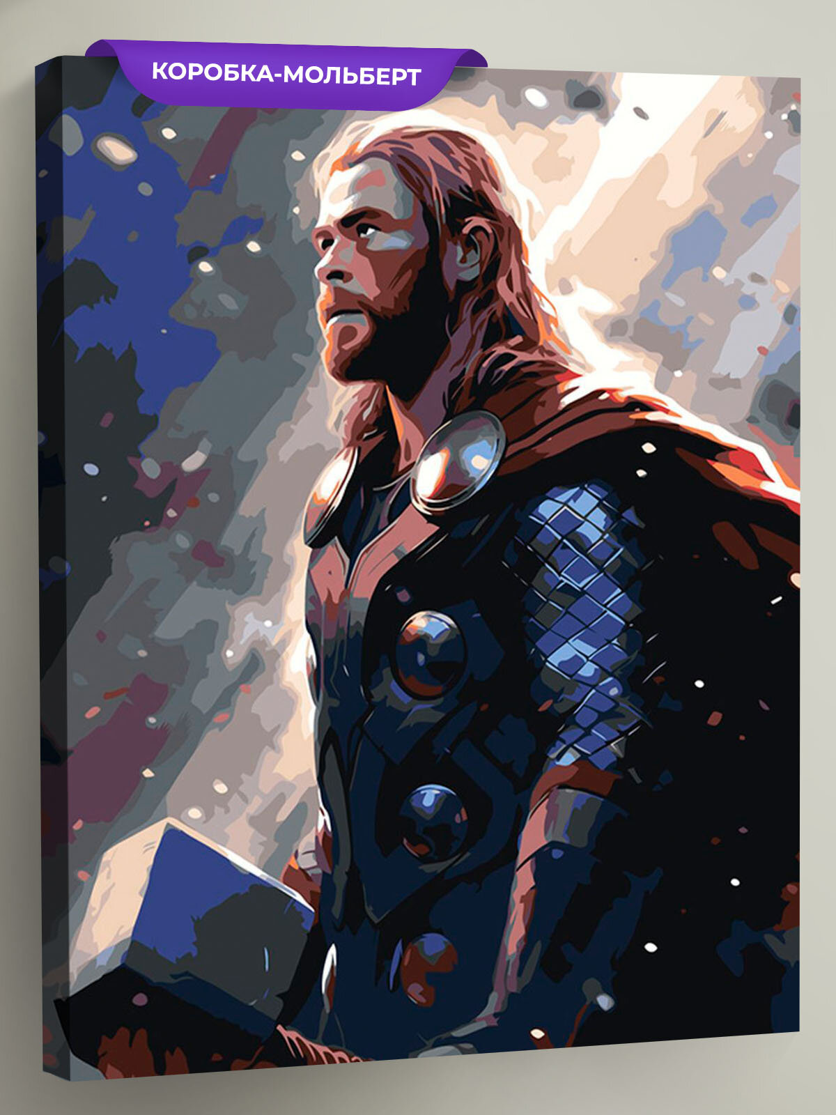 Картина по номерам на холсте с подрамником "Марвел Marvel: Бог грома Тор", Раскраска 40x50 см, Мстители Фэнтези Фильмы