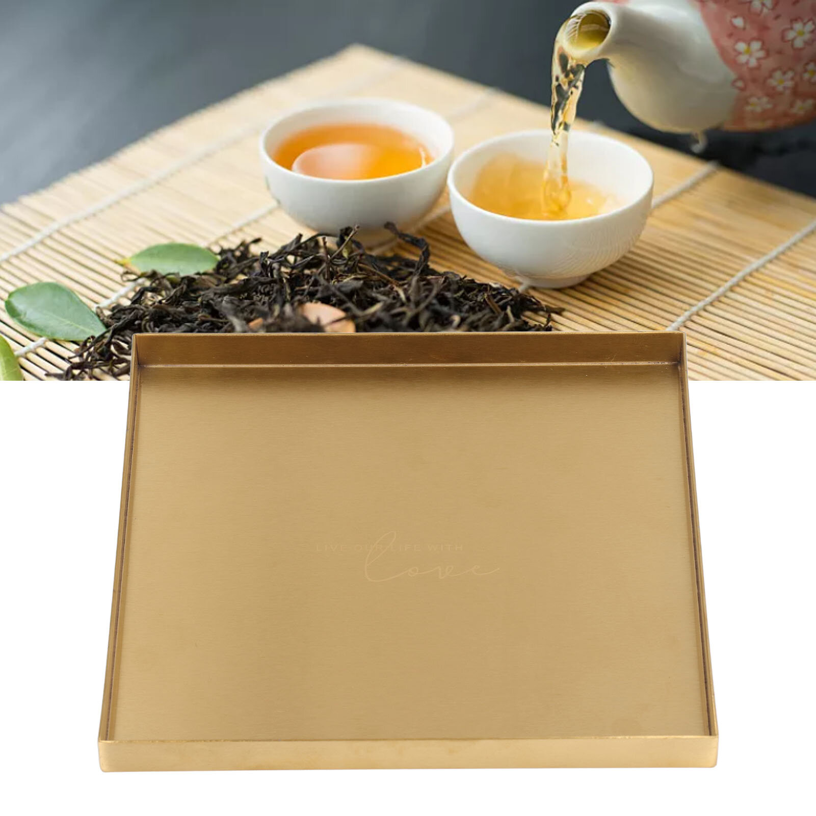 Подносы И Подставки Xiaomi Поднос из нержавеющей стали, поднос для ювелирных изделий, позолоченный ящик для хранения косметики, подходящий для напитков, завтраков, баров, ресторанов, декоративный поднос