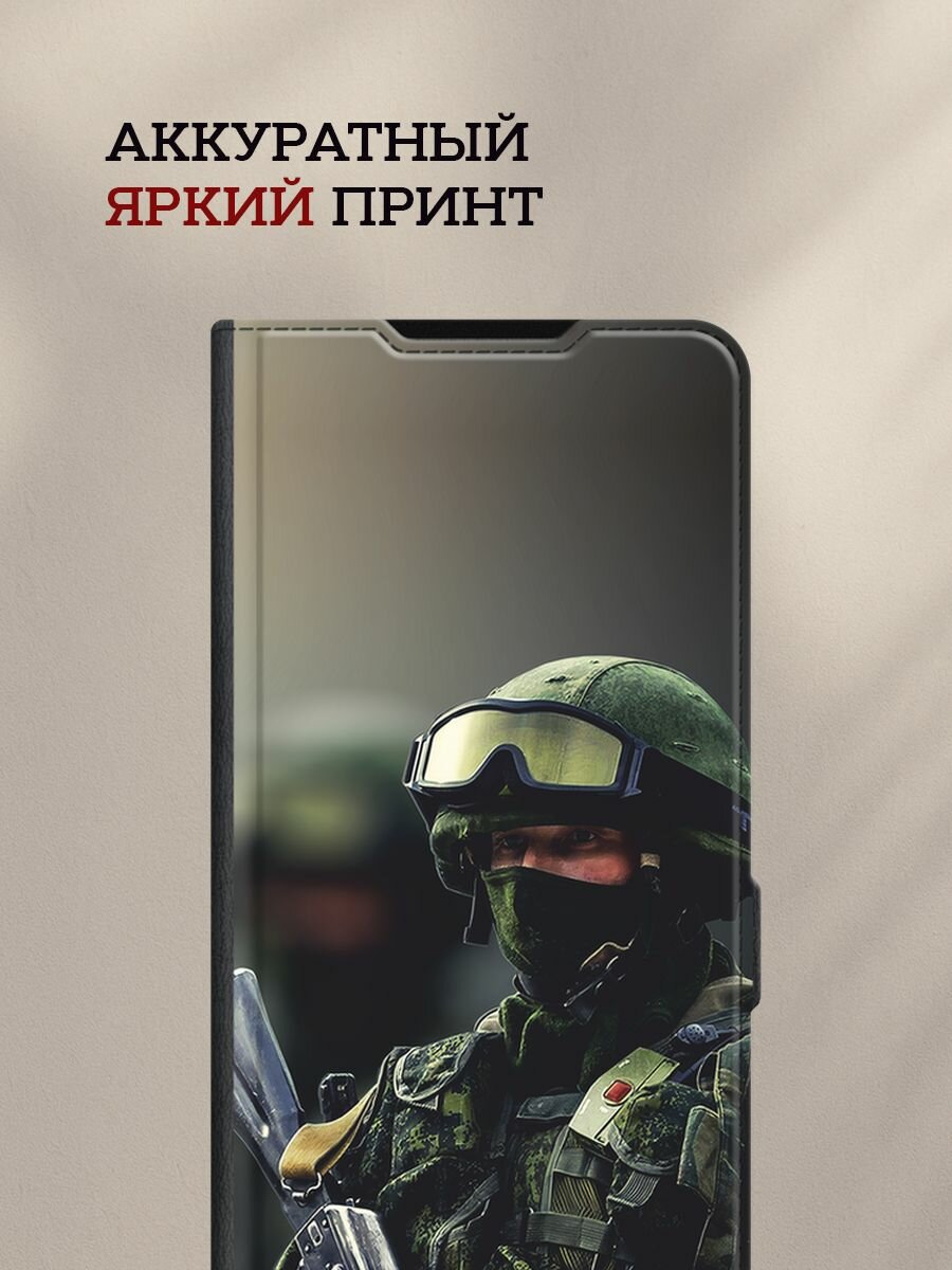 Чехол-книжка на Tecno Camon 40 / Текно Камон 40 с рисунком "Солдат" — фото 1