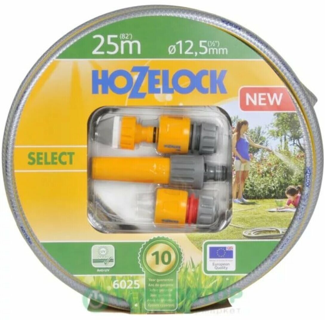 Select Starter Set 6025P Набор для полива с коннекторами 1/2" и 3/4" (шланг 25 м) Hozelock - фото №5