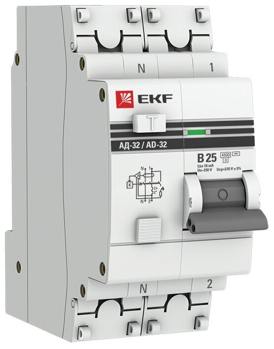 Дифференциальный автомат EKF АД-32 2П B 4.5 кА AC электронный