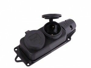 Штепсельная 2х розетка с крышкой (каучук)