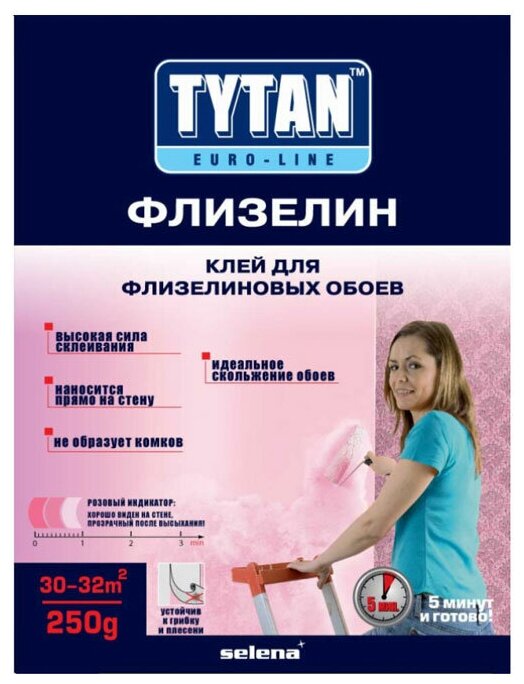Tytan (Титан) Euro-line Флизелин клей для флизелиновых обоев (с индикатором) 250г, арт.7017176 (арт. 582812)