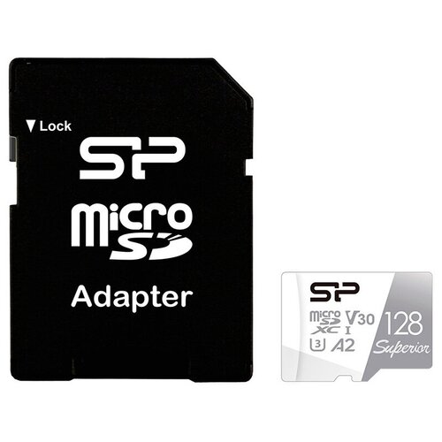 Карта памяти 128Gb - Silicon Power MicroSD Class 10 Superior SP128GBSTXDA2V20SP с адаптером SD (Оригинальная!) карта памяти sandisk microsdxc 128 гб class 10 v30 a2 uhs i r w 100 40 мб с адаптер на sd 1 шт белый