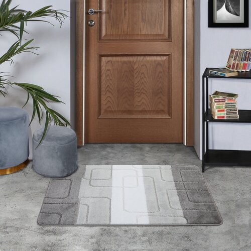 Придверный коврик ворсовый мягкий на резиновой основе 60х100 см серый