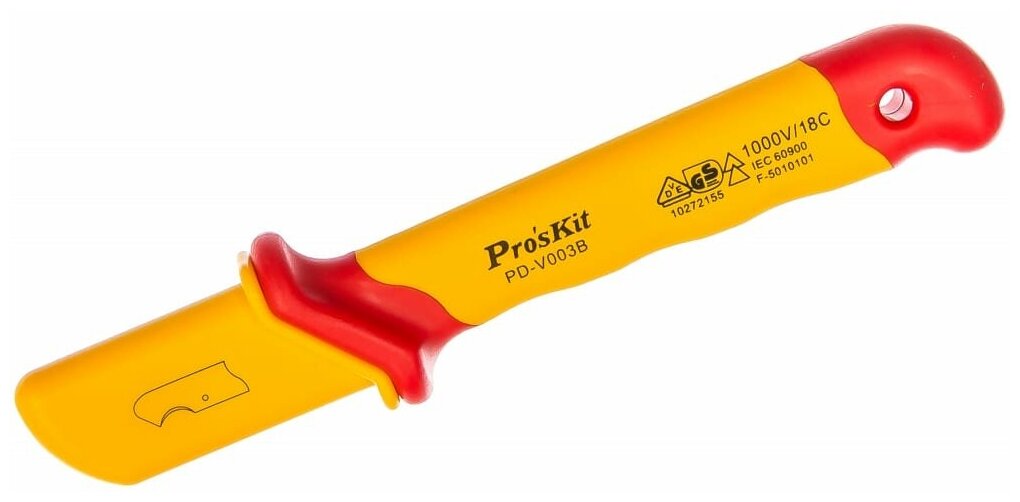 Нож кабельный Pro'sKit PD-V003B, изогнутый (крюк), изолированный 1000В, 28*170мм