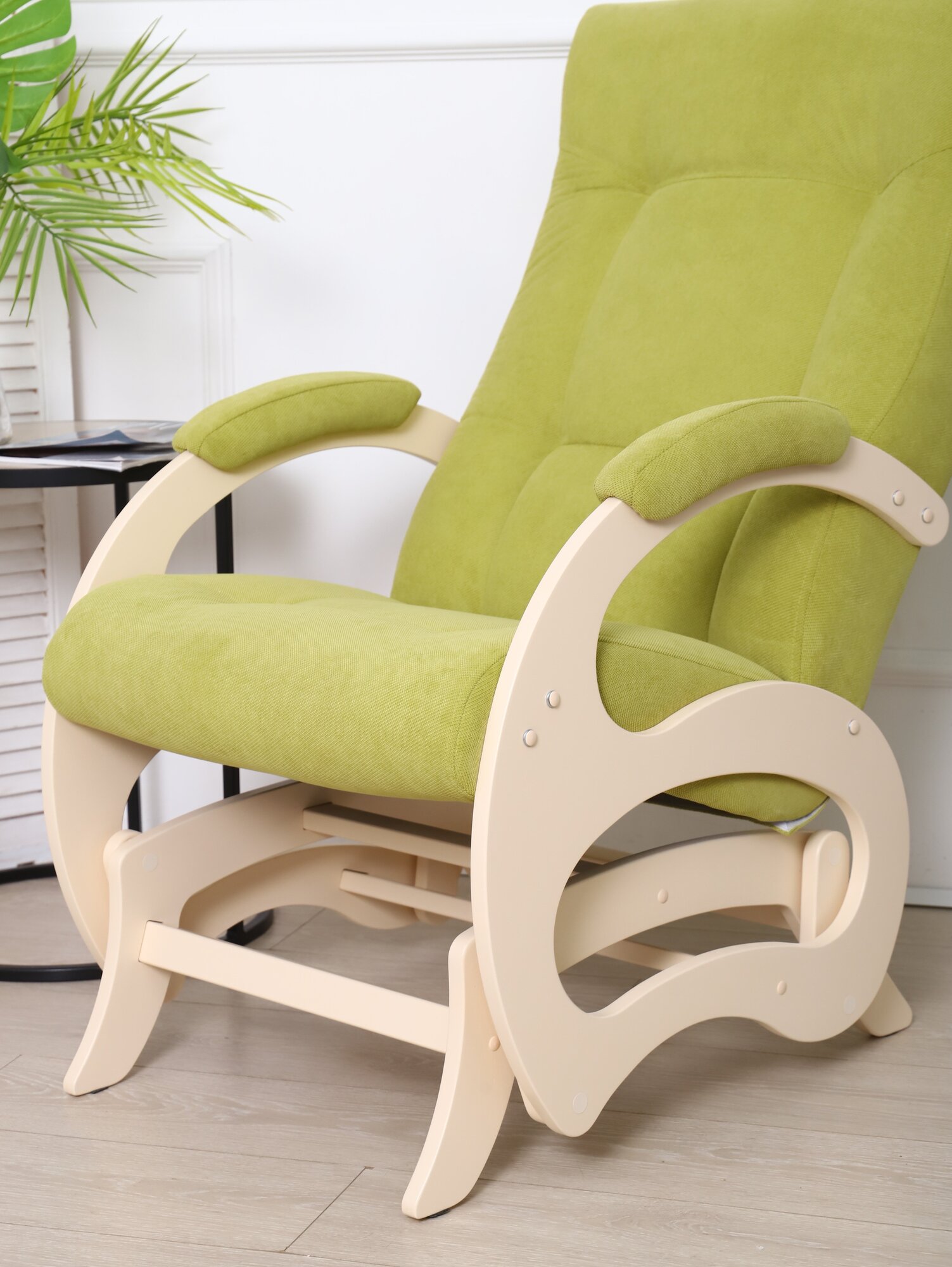 Кресло - качалка маятник для отдыха "Нант", тип ткани - велюр, цвет зеленый, ДеСтейл - фотография № 2