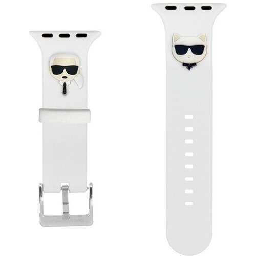 Ремешок Lagerfeld Silicone Karl and Choupette heads для Apple Watch 42-44-45 mm, белый