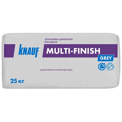 кнауф мультифиниш шпаклевка цементная фасадная 25кг knauf multi finish шпатлевка цементная фасадная финишная 25кг Шпатлевка KNAUF Мульти-Финиш цементная фасадная, серый, 25 кг