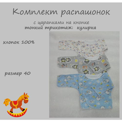 фото Распашонка улыбасики, размер 40, серый, голубой
