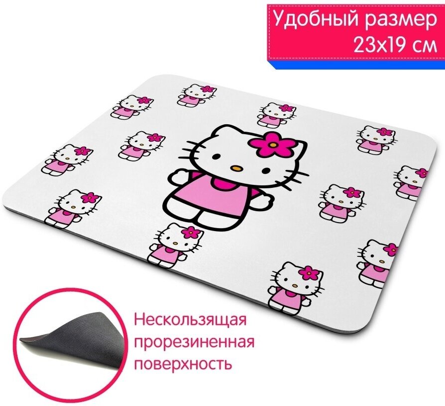 Большой игровой компьютерный коврик для мыши с рисунком hello kitty Хелло Китти кошка в розовом