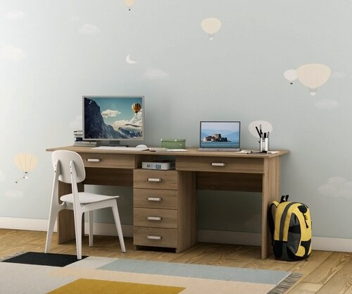 Изображение товара Стол письменный, компьютерный для двоих Лайт (Ньюкасл) 11Я дуб сонома