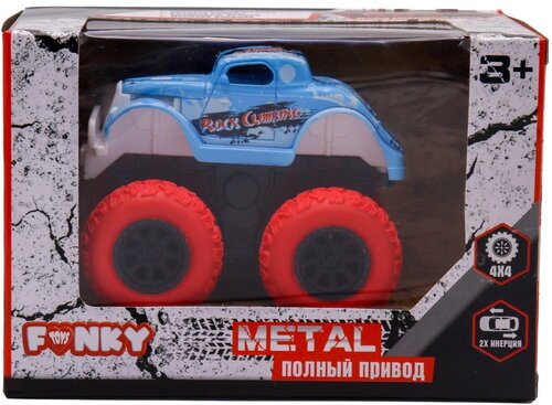 Машинка инерционная Funky Toys die-cast, на полном приводе с красными колесами, 14,5 см