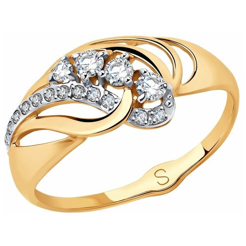Кольцо из золота с фианитами 018035 16