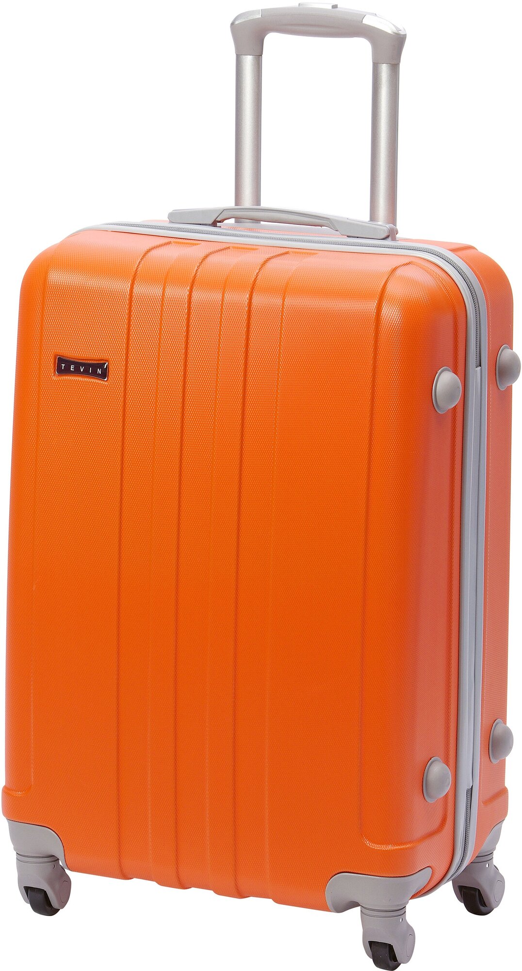 Чемодан на колесах дорожный средний багаж для путешествий женский s+ TEVIN размер С+ 60 см 52 л легкий 2.6 кг прочный abs (абс) пластик Оранжевый