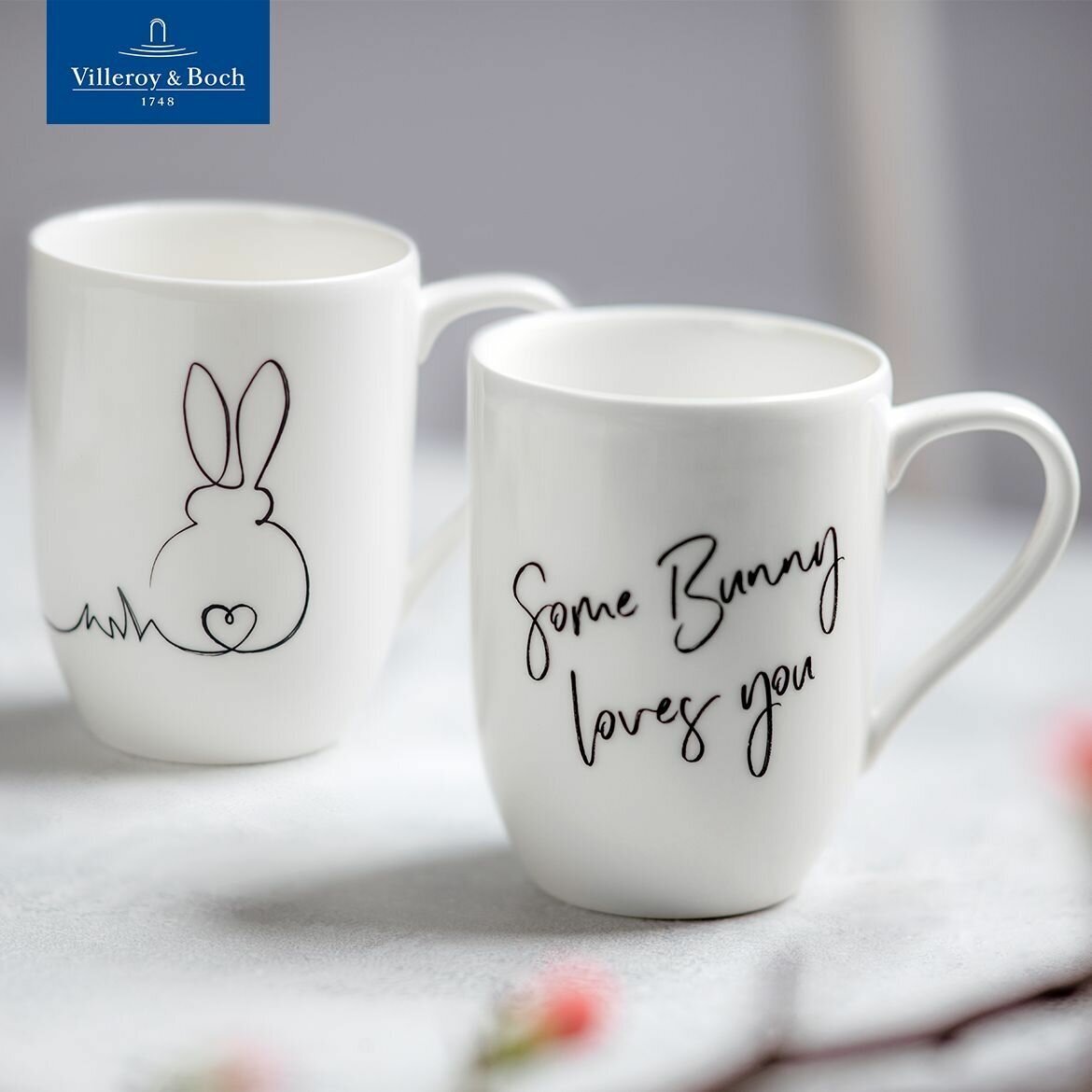 Набор кружек для чая и кофе 340 мл/2 шт, Villeroy & Boch, Some Bunny loves you/Зайчик любит тебя, Премиум-Фарфор