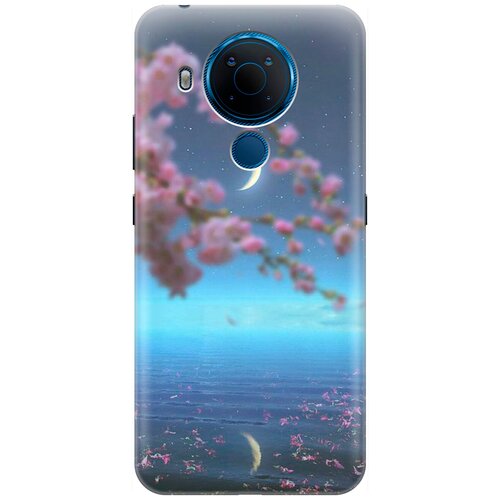 фото Силиконовый чехол на nokia 5.4 / нокиа 5.4 с принтом "месяц и сакура" gosso